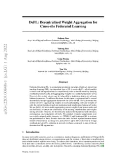 DeFL: Decentralized Weight Aggregation for Cross-silo Federated Learning