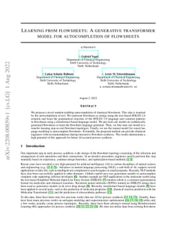 Learning from flowsheets: A generative transformer model for
  autocompletion of flowsheets