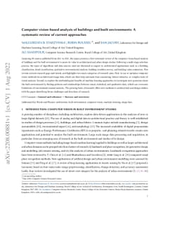 Computer vision-based analysis of buildings and built environments: A
  systematic review of current approaches