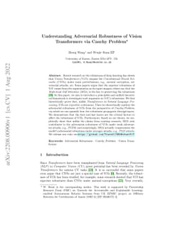 Understanding Adversarial Robustness of Vision Transformers via Cauchy
  Problem