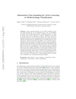 Information Gain Sampling for Active Learning in Medical Image
  Classification