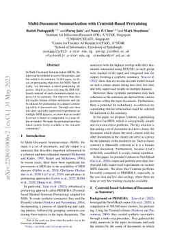 Multi-Document Summarization with Centroid-Based Pretraining