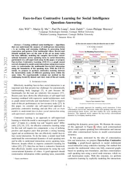 Face-to-Face Contrastive Learning for Social Intelligence
  Question-Answering