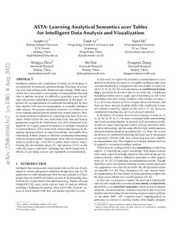 ASTA: Learning Analytical Semantics over Tables for Intelligent Data
  Analysis and Visualization