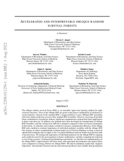 Accelerated and interpretable oblique random survival forests