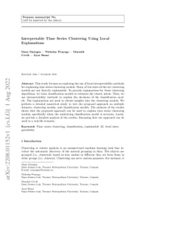 Interpretable Time Series Clustering Using Local Explanations