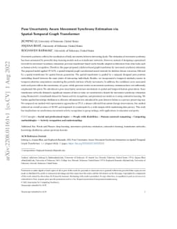 Pose Uncertainty Aware Movement Synchrony Estimation via
  Spatial-Temporal Graph Transformer