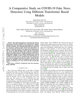 A Comparative Study on COVID-19 Fake News Detection Using Different
  Transformer Based Models