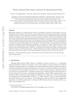 Physics-informed Deep Super-resolution for Spatiotemporal Data
