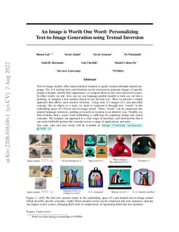 An Image is Worth One Word: Personalizing Text-to-Image Generation using
  Textual Inversion