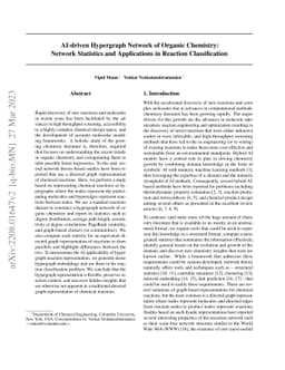 AI-driven Hypergraph Network of Organic Chemistry: Network Statistics
  and Applications in Reaction Classification