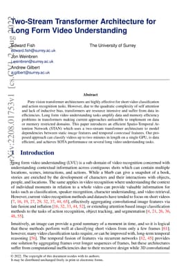 Two-Stream Transformer Architecture for Long Video Understanding