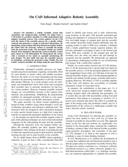 On CAD Informed Adaptive Robotic Assembly