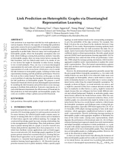 Link Prediction on Heterophilic Graphs via Disentangled Representation
  Learning