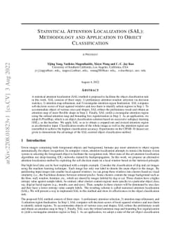 Statistical Attention Localization (SAL): Methodology and Application to
  Object Classification