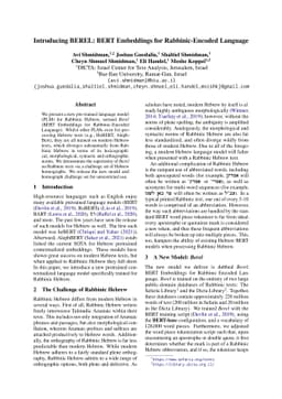 Introducing BEREL: BERT Embeddings for Rabbinic-Encoded Language