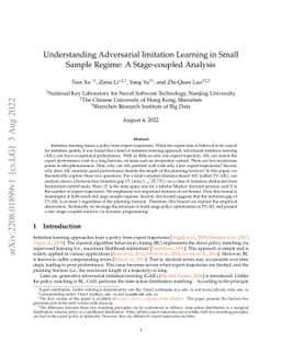 Understanding Adversarial Imitation Learning in Small Sample Regime: A
  Stage-coupled Analysis