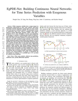 EgPDE-Net: Building Continuous Neural Networks for Time Series
  Prediction with Exogenous Variables