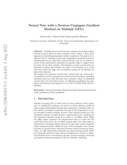 Neural Nets with a Newton Conjugate Gradient Method on Multiple GPUs