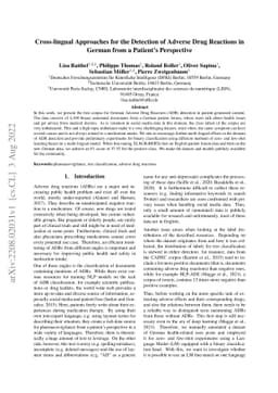 Cross-lingual Approaches for the Detection of Adverse Drug Reactions in
  German from a Patient's Perspective