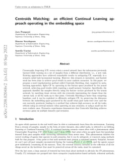Centroids Matching: an efficient Continual Learning approach operating
  in the embedding space
