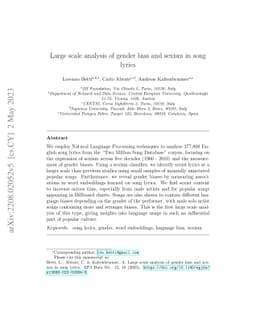 Large scale analysis of gender bias and sexism in song lyrics