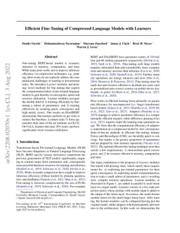 Efficient Fine-Tuning of Compressed Language Models with Learners