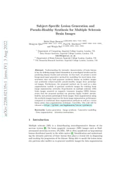 Subject-Specific Lesion Generation and Pseudo-Healthy Synthesis for
  Multiple Sclerosis Brain Images