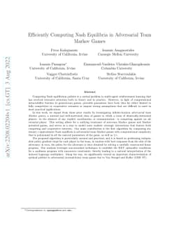 Efficiently Computing Nash Equilibria in Adversarial Team Markov Games