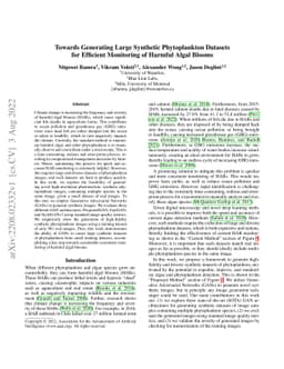 Towards Generating Large Synthetic Phytoplankton Datasets for Efficient
  Monitoring of Harmful Algal Blooms