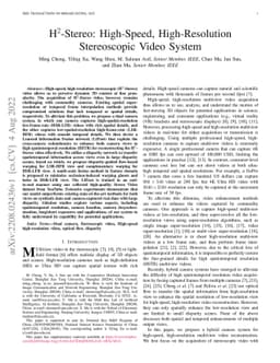 H2-Stereo: High-Speed, High-Resolution Stereoscopic Video System