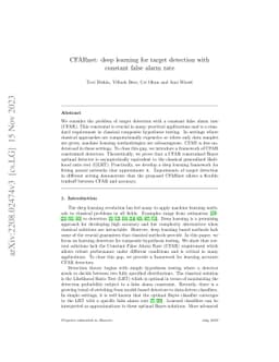CFARnet: deep learning for target detection with constant false alarm
  rate
