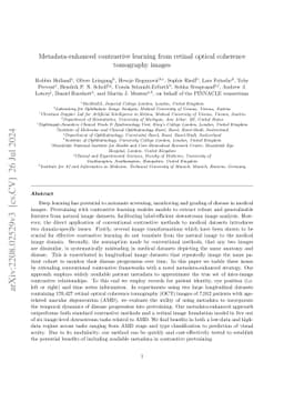 Metadata-enhanced contrastive learning from retinal optical coherence
  tomography images