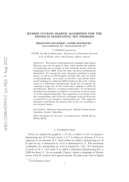 Hybrid cuckoo search algorithm for the minimum dominating set problem