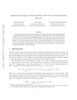 Agnostic Learning of General ReLU Activation Using Gradient Descent