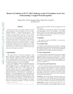 Runner-Up Solution to ECCV 2022 Challenge on Out of Vocabulary Scene
  Text Understanding: Cropped Word Recognition
