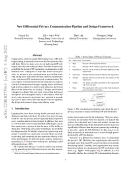 New Differential Privacy Communication Pipeline and Design Framework