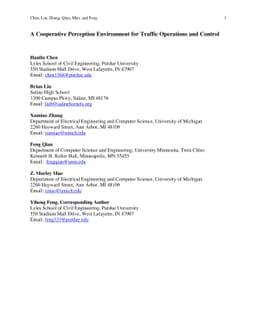 A Cooperative Perception Environment for Traffic Operations and Control