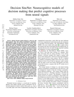 Decision SincNet: Neurocognitive models of decision making that predict
  cognitive processes from neural signals