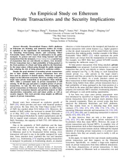 An Empirical Study on Ethereum Private Transactions and the Security
  Implications