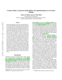 Creative Wand: A System to Study Effects of Communications in
  Co-Creative Settings