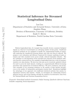Statistical Inference for Streamed Longitudinal Data