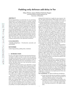 Padding-only defenses add delay in Tor