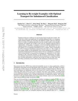 Learning to Re-weight Examples with Optimal Transport for Imbalanced
  Classification