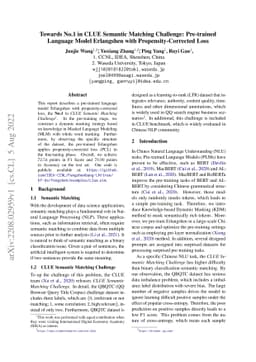 Towards No.1 in CLUE Semantic Matching Challenge: Pre-trained Language
  Model Erlangshen with Propensity-Corrected Loss