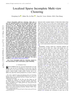 Localized Sparse Incomplete Multi-view Clustering