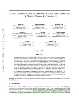 Global Pointer: Novel Efficient Span-based Approach for Named Entity
  Recognition