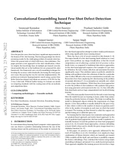 Convolutional Ensembling based Few-Shot Defect Detection Technique