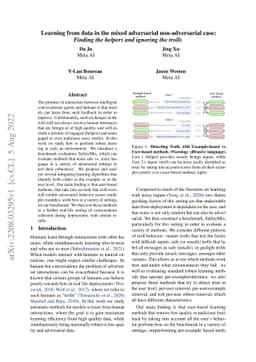 Learning from data in the mixed adversarial non-adversarial case:
  Finding the helpers and ignoring the trolls