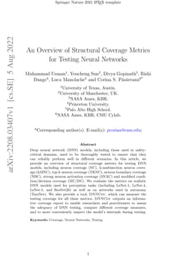 An Overview of Structural Coverage Metrics for Testing Neural Networks